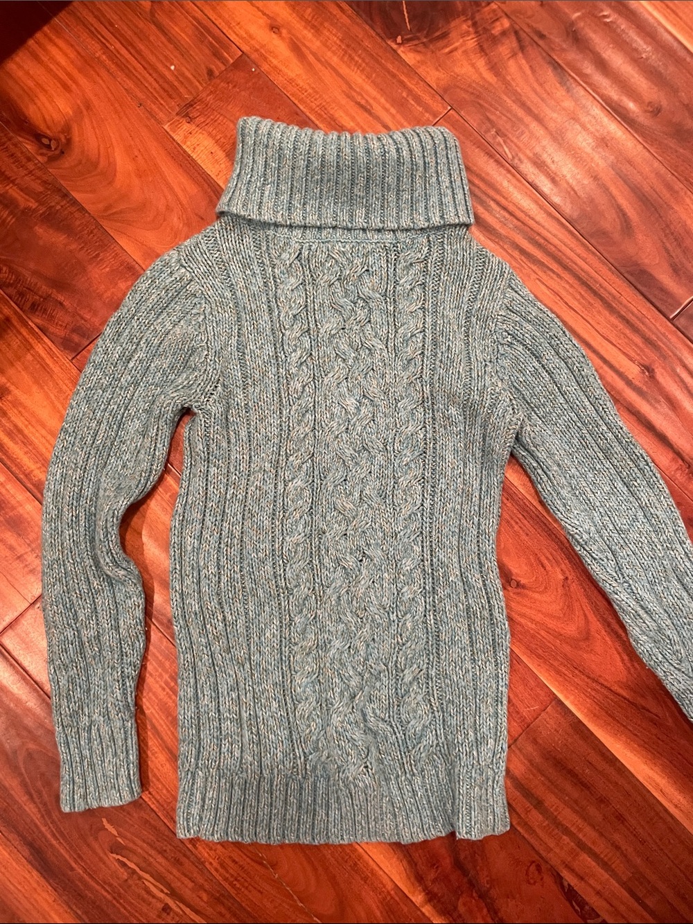 Old Navy Men's Heathered Teal Cable-Knit Turtleneck Sweater